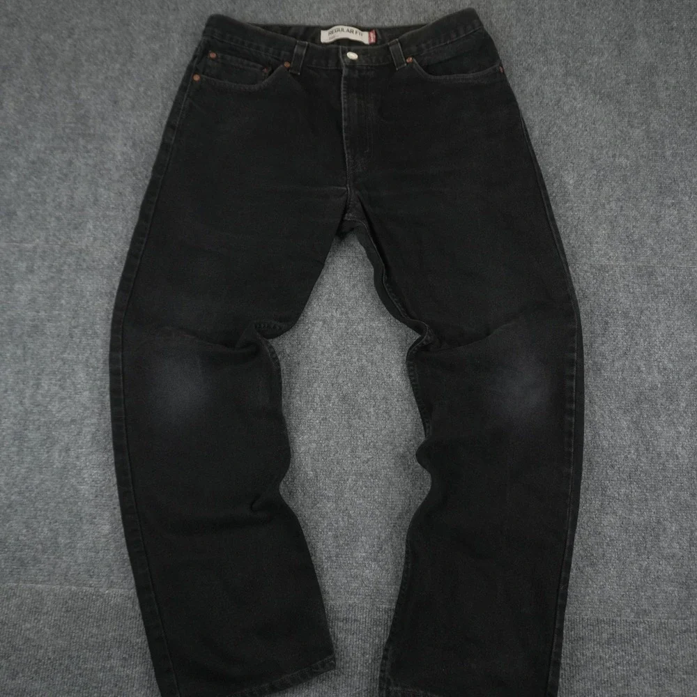 Levi's 505 Regular Fit Jeans Mens‎ 34x30 Black Straight Leg Denim Pants